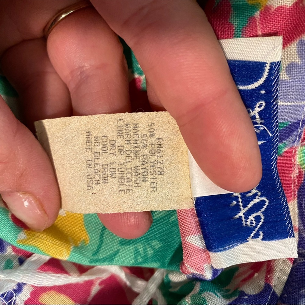 Vintage 80s Floral Button-Front Dress With Sailor Collar Size Small - Picture 10 of 10